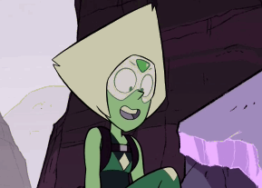 A gif of Peridot from Steven Universe. He's shown talking and making motions with his hands, seemingly explaining something.